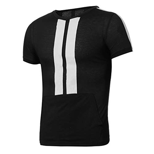 Realdo Big Mens Tracksuit Set,Men's 2 Pcs Casual Solid Stripe Shirt Shorts Sports Thin Athletic Wear (Medium, Black)
