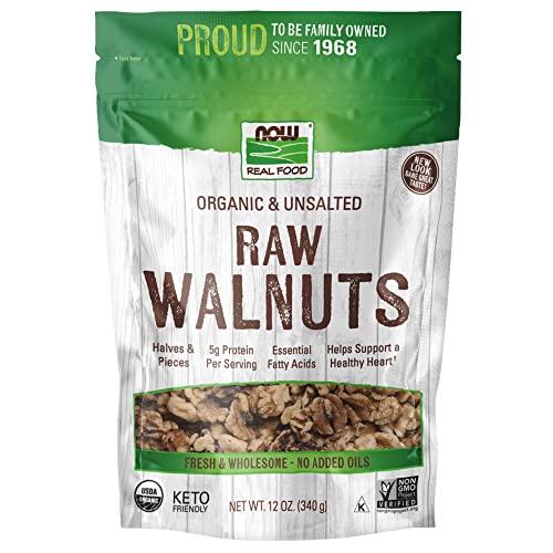 NOW Foods, Walnuts, Raw and Unsalted, Halves and Pieces, Natural Source of Protein and Essential Fatty Acids, Grown in the USA, Certified Non-GMO, 12-Ounce (Packaging May Vary)