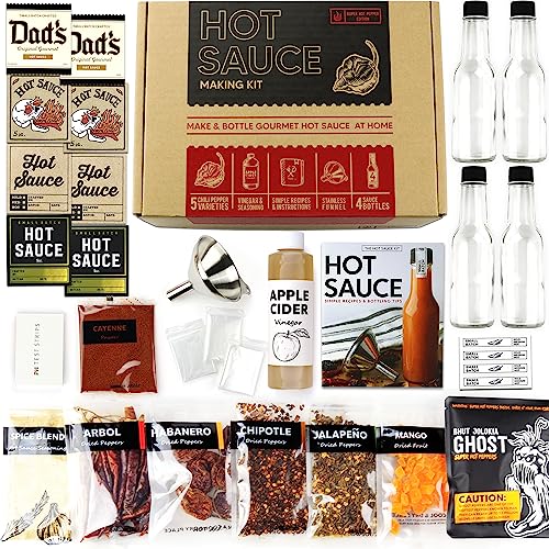 Ultimate Edition Hot Sauce Making Kit, 6 Varieties of Peppers, Ghost pepper, Habanero, Gourmet Spice Blend, 4 Bottles, Labels, Book, Gift For Dad (Ultimate Edition)