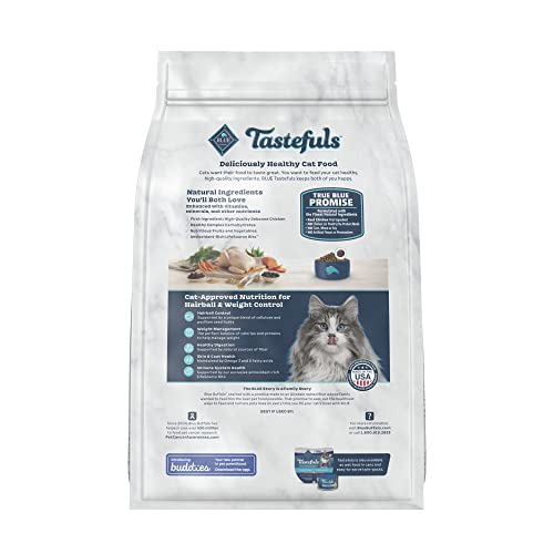 Blue Buffalo Tastefuls Weight & Hairball Control Natural Adult Dry Cat Food, Chicken, 3lb bag
