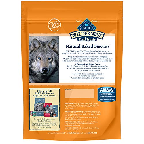 Blue Buffalo Wilderness Trail Treats High Protein Grain Free Crunchy Dog Treats Biscuits, Turkey Recipe 24-oz Bag
