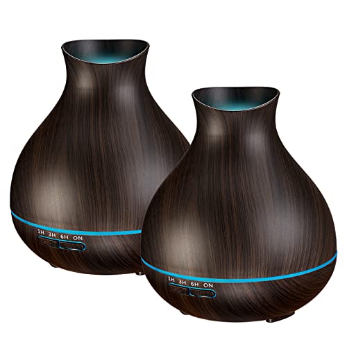 BZseed Aromatherapy Essential Oil Diffusers,2 PCS 550ml High Mist Output Humidifiers for Large Room, Home, Waterless Auto-Off, 7 Color LED Lights Cool Mist Humidifier Ultrasonic Diffusers