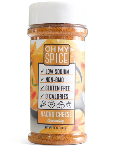 Nacho Cheese Seasoning by Oh My Spice | Low Sodium, 0 Calories, 0 Carbs, 0 Sugar, Gluten Free, Paleo, Non GMO, No MSG, No Preservatives | Gourmet Healthy Seasonings for Cooking & Dressing Mix