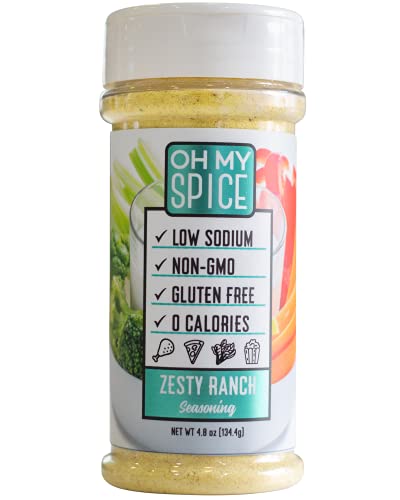 Zesty Ranch Seasoning by Oh My Spice | Low Sodium, 0 Calories, 0 Carbs, Gluten Free, Paleo, Non GMO, No MSG, No Preservatives | Gourmet Healthy Seasonings for Cooking & Flavor Topper Dressing Mix