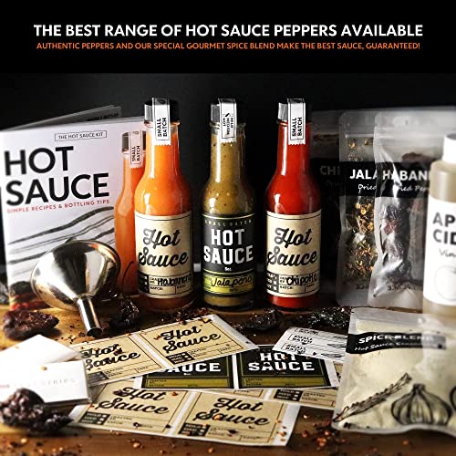 Deluxe Hot Sauce Making Kit, Ghost Pepper Edition, Gourmet Spice Blend, 3 Bottles, Fun Labels, Make your own, DIY, for Dad, Grandpa, Papa, Secret Santa. (Deluxe Ghost Pepper Kit)