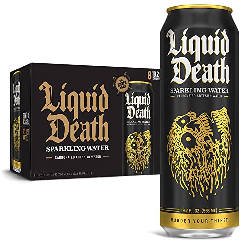Liquid Death Artesian Sparkling Water, 19.2 oz King Size Cans (8-Pack)