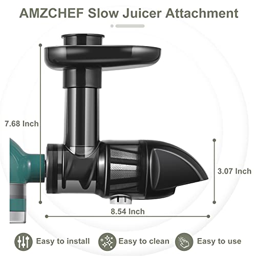 Masticating Juicer Attachment for KitchenAid All Models Stand Mixers,AMZCHEF Masticating Juicer, Slow Juicer Attachment for All KitchenAid Mixers, Cold Press Juicer Parts(coal black)