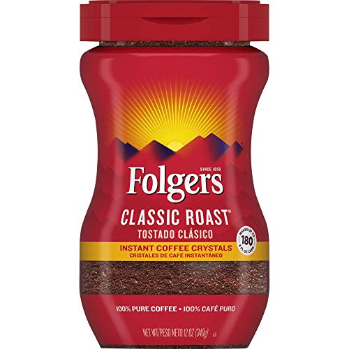 Folgers Classic Roast Instant Coffee, 12 Ounces (Pack of 6)