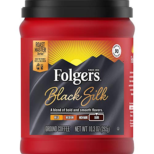 Folgers Black Silk Dark Roast Ground Coffee, 10.3 Ounces