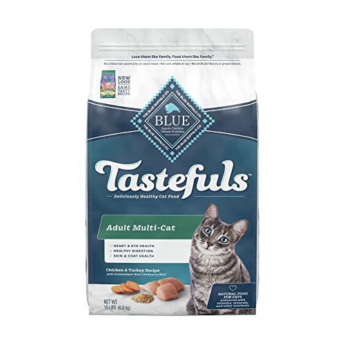 Blue Buffalo Tastefuls Multi Cat Natural Adult Dry Cat Food, Chicken and Turkey 15lb bag