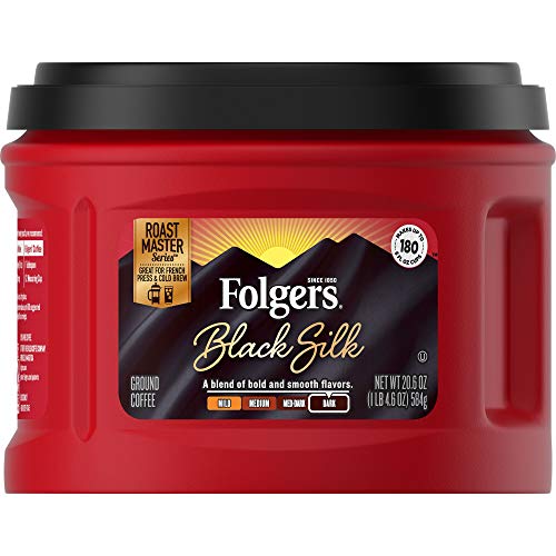 Folgers Black Silk Dark Roast Ground Coffee, 20.6 Ounces (Pack of 3)