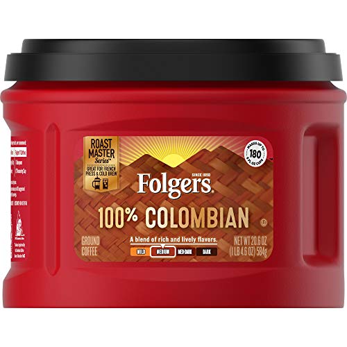Folgers 100% Colombian Medium Roast Ground Coffee, 20.6 Ounces (Pack of 3)