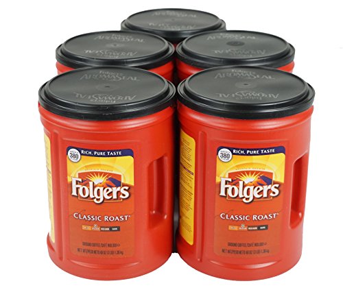 Folgers Classic Medium Roast Coffee, 5-Pack of 48 Ounce Cans