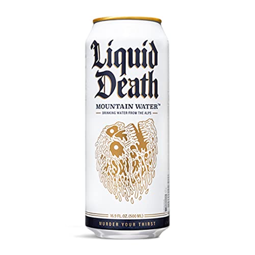 Liquid Death Artesian Mountain Water (Still), 16.9 oz Tallboys (18-Pack)