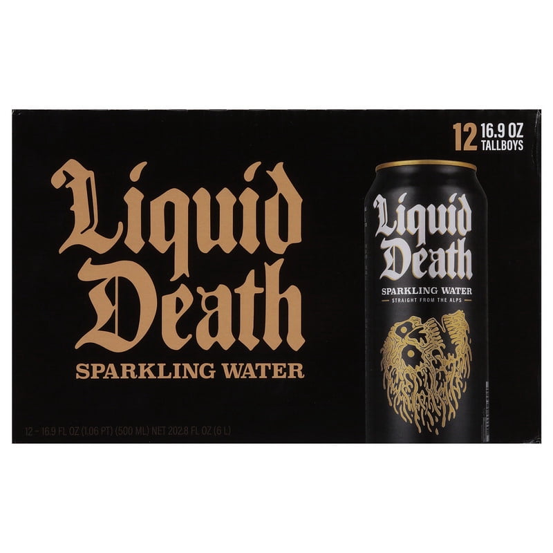 Liquid Death Artesian Sparkling Water, 16.9 oz Tallboys (12-Pack)
