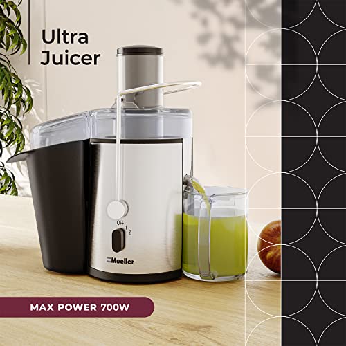 Mueller Austria Juicer Ultra 1100W Power, Easy Clean Extractor Press Centrifugal Juicing Machine, Wide 3? Feed Chute for Whole Fruit Vegetable, Anti-drip, High Quality, BPA-Free, Large, Silver