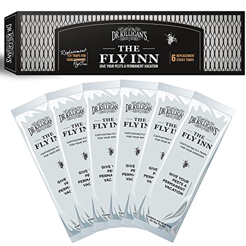Dr. Killigan's The Fly Inn | Window Fly Traps | Sticky Fly Strip | Indoor Insect Trap | Catches and Hides Bugs | Better Than Fly Paper or Ribbon | Get Rid of Flies | (6, Traps)