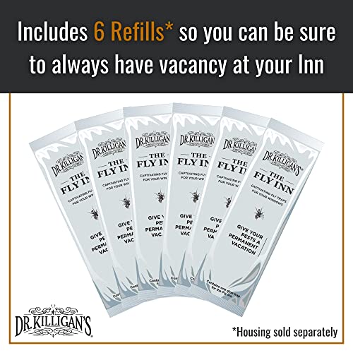 Dr. Killigan's The Fly Inn | Window Fly Traps | Sticky Fly Strip | Indoor Insect Trap | Catches and Hides Bugs | Better Than Fly Paper or Ribbon | Get Rid of Flies | (6, Traps)