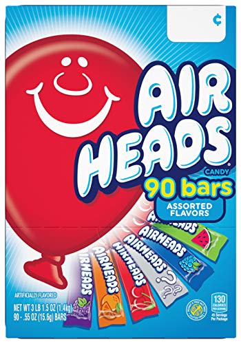 Airheads Bars, Chewy Fruit Taffy Candy, Variety Pack, Back to School for Kids, Non Melting, Party 90 Count (Packaging May Vary)