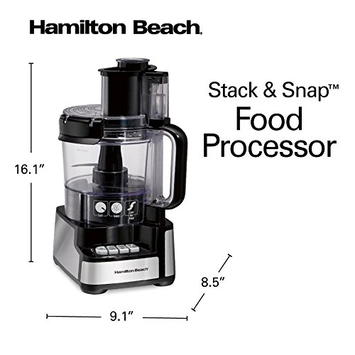 Hamilton Beach 12-Cup Stack & Snap Food Processor & Vegetable Chopper, Black (70725A)