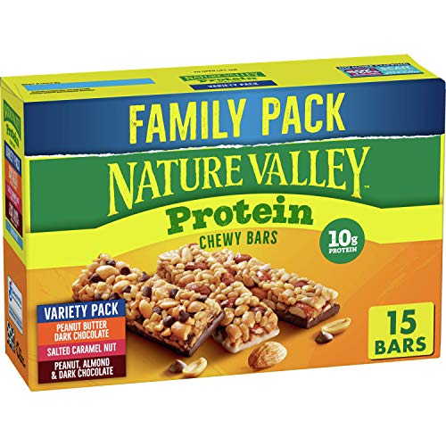 Nature Valley Peanut Butter Dark Chocolate, Salted Caramel Nut, Almond & Protein Chewy Bars, 21.3 Oz