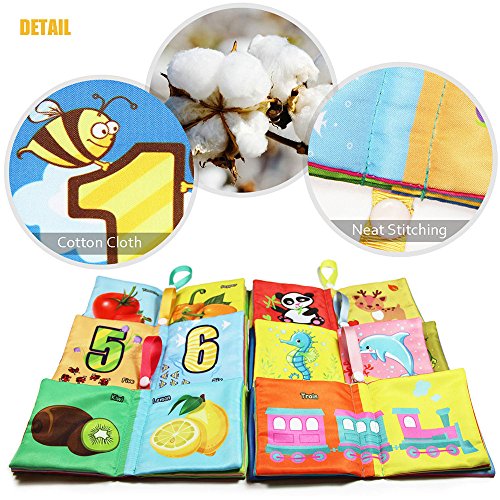 teytoy My First Soft Book, Nontoxic Fabric Baby Cloth Books Early Education Toys Activity Crinkle Cloth Book for Toddler, Infants and Kids Perfect for Baby Shower -Pack of 6