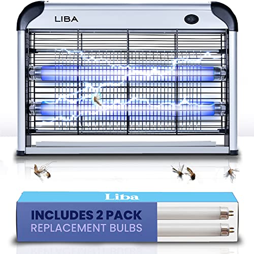 LiBa Bug Zapper Electric Indoor Insect Killer Mosquito, Bug, Fly Killer - 2-Pack Replacement Bulbs Included