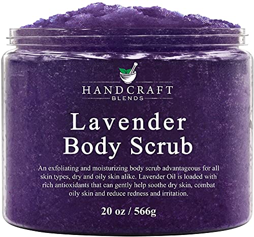 Handcraft Lavender Body Scrub for Skin Care and Face Care 20 oz – Exfoliating Body Scrub, Face Scrub and Foot Scrub for Men and Women – Moisturizing Salt Scrub for Age Spots and Smoother Skin