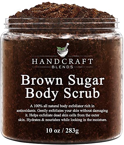 Handcraft Brown Sugar Body Scrub – 10 oz – Moisturizing and Exfoliating Full Body Scrub for Women & Men – Sugar Scrub for Cellulite, Stretch Marks, Varicose Veins, Acne and Glowing Skin