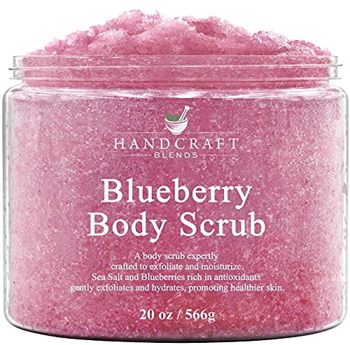 Handcraft Blueberry Body Scrub for Skin Care and Face Care 20 oz – Exfoliating Body Scrub, Face Scrub and Foot Scrub for Men and Women – Moisturizing Salt Scrub for Age Spots and Smoother Skin
