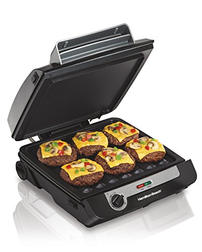 Hamilton Beach 3-in-1 Indoor Grill and Electric Griddle Combo and Bacon Cooker, Opens 180 Degrees to Double Cooking Space, Removable Nonstick Grids, (25600)