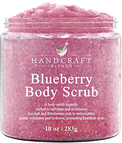 Handcraft Blueberry Body Scrub for Skin Care and Face Care 10 oz – Exfoliating Body Scrub, Face Scrub and Foot Scrub for Men and Women – Moisturizing Salt Scrub for Age Spots and Smoother Skin