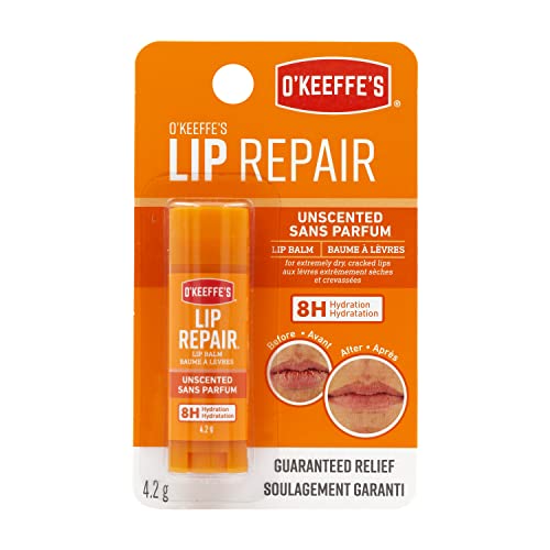 O'Keeffe's Unscented Lip Repair Lip Balm for Dry, Cracked Lips, Stick