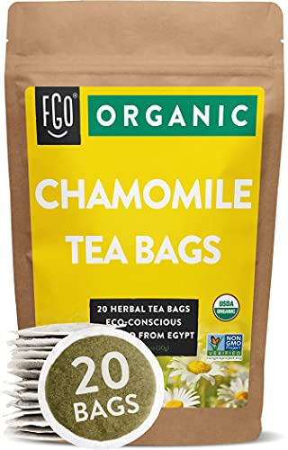 Organic Chamomile Tea Bags | 20 Tea Bags | Eco-Conscious Tea Bags in Kraft Bag | Raw from Egypt | by FGO