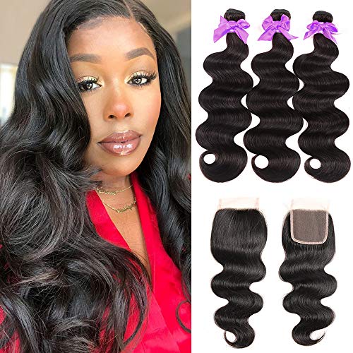 100% Unprocessed Brazilian Hair Body Wave with Closure