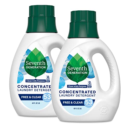 Seventh Generation Concentrated Laundry Detergent, Free & Clear Unscented, 40 Oz, Pack of 2 (106 Loads)