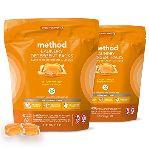 Method Laundry Detergent Packs, Ginger Mango, 42 Count, 2 pack, Packaging May Vary