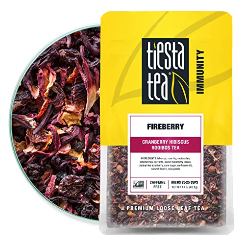 Tiesta Tea - Fireberry, Loose Leaf Cranberry Hibiscus Rooibos Tea, Non-Caffeinated, Hot & Iced Tea, 1.7 oz Pouch - 25 Cups, Natural Flavored, Hibiscus Rooibos Tea Loose Leaf