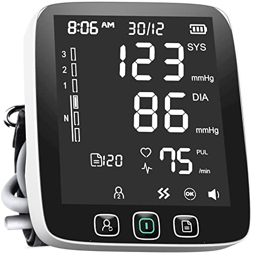 2021 LAZLE Blood Pressure Monitor - Automatic Upper Arm Machine & Accurate Adjustable Digital BP Cuff Kit - Largest Backlit Display - 200 Sets Memory, Includes Batteries, Carrying Case