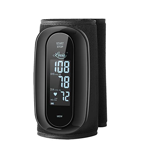 Blood Pressure Monitor Upper Arm with One Piece Design, Digital BP Machine for Home Use with Cuff Size 9-14 Inch, Portable Meter, Built-in Battery
