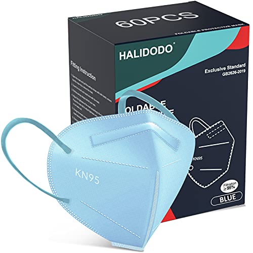 HALIDODO KN95 Face Mask, 5-Ply Breathable Comfortable Safety Mask (Blue)