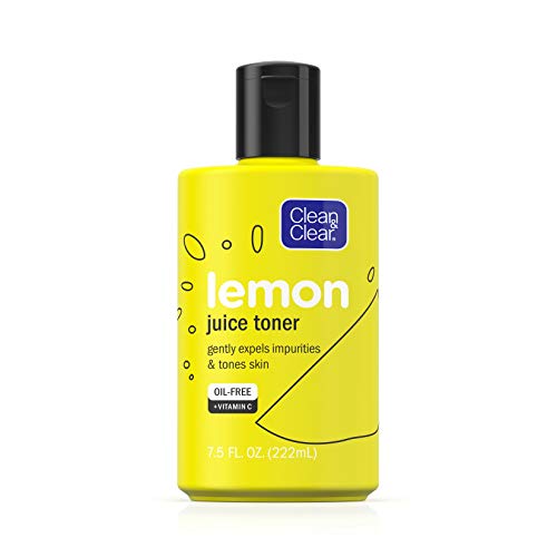 Clean & Clear Brightening Lemon Juice Facial Toner with Vitamin C and Lemon Extract to Gently Expel Impurities and Tone Skin, Alcohol-Free Oil-Free Cleansing Vitamin C Astringent Face Toner, 7.5 oz