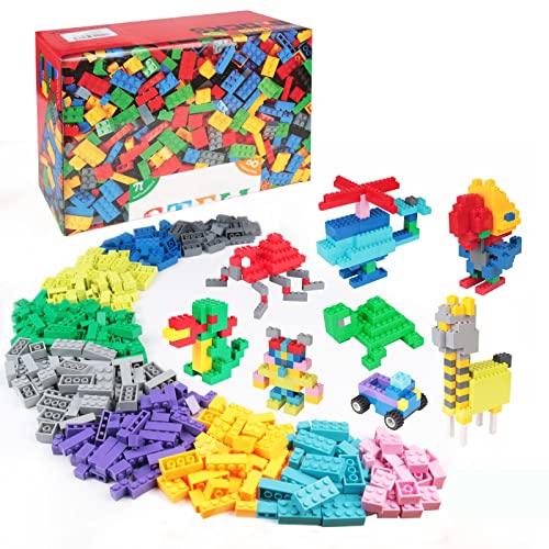 GARUNK Building Bricks 1000 Pieces Set, Classic Building Blocks in 11 Colors with Wheels, Tires, Axles, Window and Door Compatible with All Major Brands for Ages 3 4 5 6 7 8 9 10 Year Old Boys & Girls