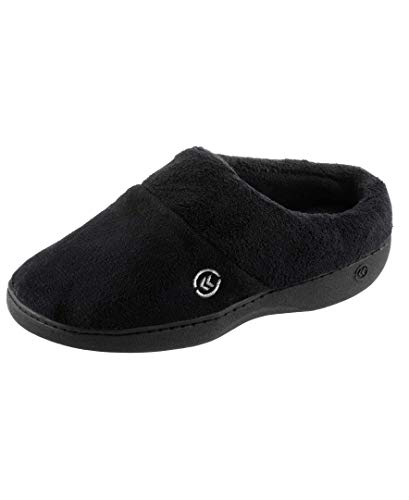 isotoner womens Classic slippers, Black, 6.5-7 US