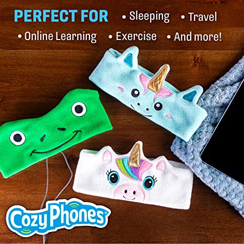 CozyPhones Over The Ear Headband Headphones - Kids Headphones Volume Limited with Thin Speakers & Super Soft Stretchy Headband - Pink Kitty