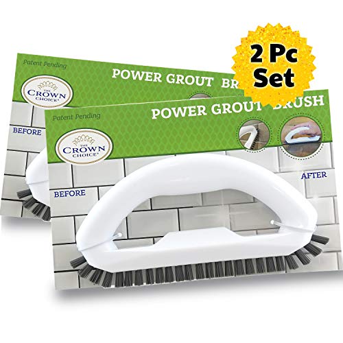 Grout Cleaner Brush (2 PK) with Stiff Angled Bristles. Best Scrub Brushes for Shower Cleaning, Scrubbing Floor Lines and Tile Joints | Bathroom, Showers, Tiles, Seams