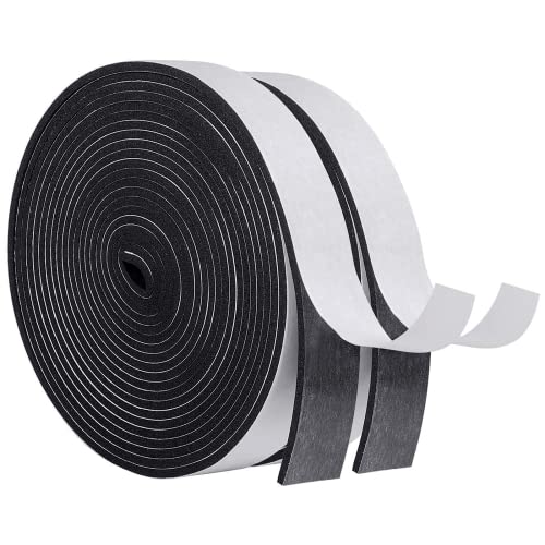 Foam Strips with Adhesive-2 Rolls, 1 Inch Wide X 1/8 Inch Thick High Density Soundproofing Door Insulation AC Unit Weather Seal Total 33 Feet Long(16.5ft x 2 Rolls)
