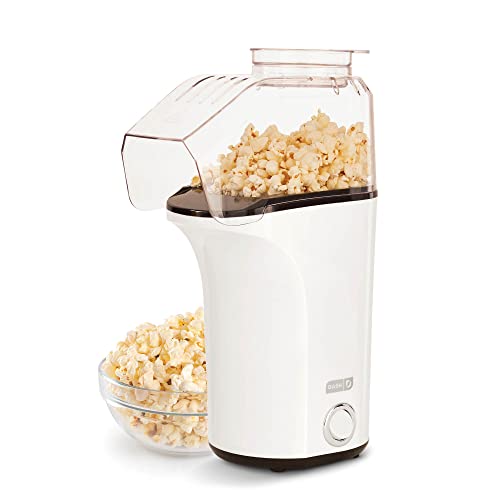 DASH DAPP150V2WH04 Hot Air Popcorn Popper Maker with Measuring Cup to Portion Popping Corn Kernels + Melt Butter, 16, White