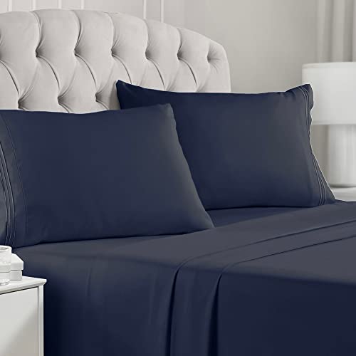 Mellanni Bed Sheet Set - Brushed Microfiber 1800 Bedding - Wrinkle, Fade, Stain Resistant - 4 Piece (Queen, Royal Blue)