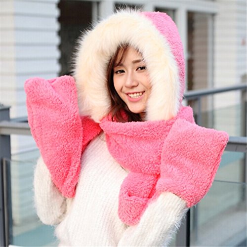 Women's Winter Siamese Hooded Scarf with Gloves
